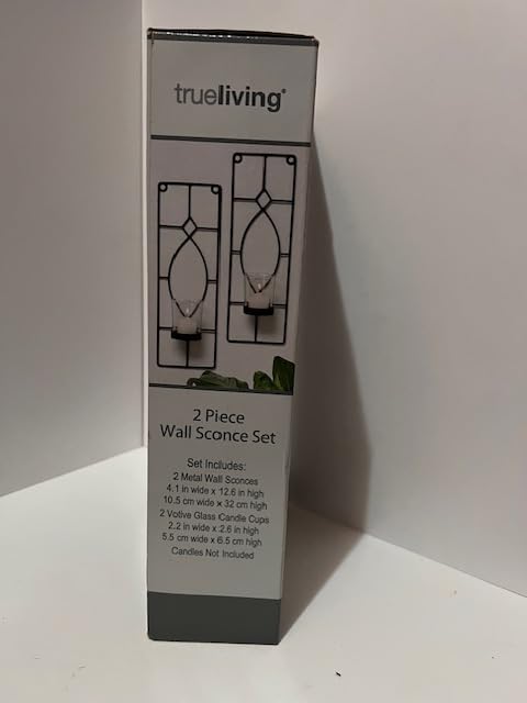 Generic 2 Set, 4" 12.4" True Living Piece Wall Sconce H x W, Black Metal Frame
