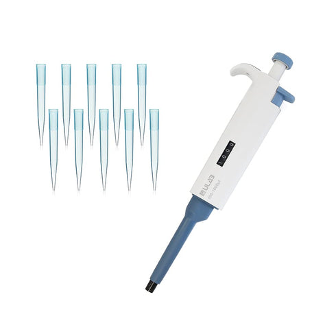 ULAB Single Channel Pipettor with 1pc Adjustable Volume Micro Pipette and 500pcs Tips, Blue Color