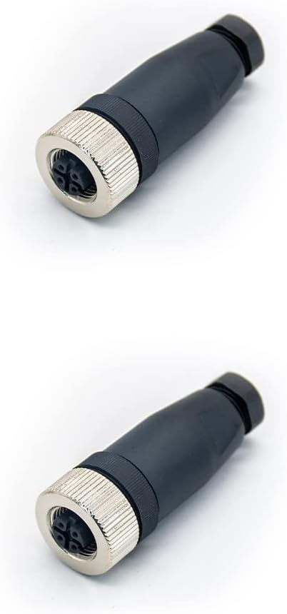 2 Pcs M12 Connector 4 pin Female D Code Straight Unshielded Sensor Plug Adapter for Field Assembly
