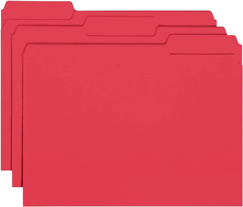 Smead Interior File Folder, 1/3-Cut Tab, Red, Letter Size, 100 per Box