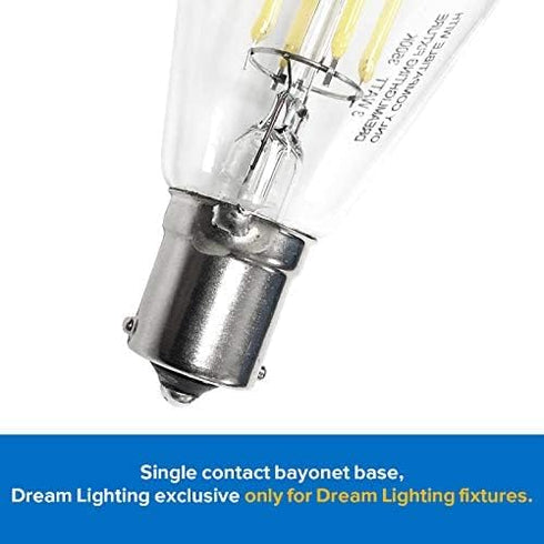 Dream Lighting LED Edison Bulb, 3W, Warm White 3000K, 150 Lumens, Pack of 2