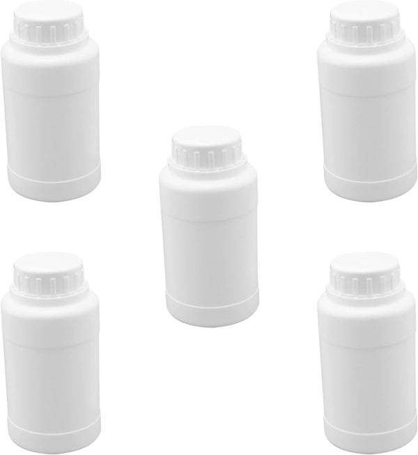Othmro 5Pcs 8.45oz/250ml Plastic Bottles, Wide Mouth Laboratory Reagent Polyethylene Chemical Storage Container White