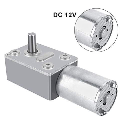 DC 12V High Torque Worm Gear Motor, Reversible Speed Reducing Gear Motor with Female Shaft (5RPM)