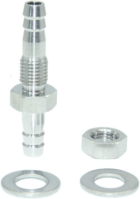 Beduan 1/4" Stainless Steel Thru-Bulk Hose Barb Straight Hex Union Bulkhead Fitting
