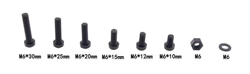 Metric M6 Nylon Phillips Pan Head Screws Nuts Flat Washers Assortment Kit (Black)