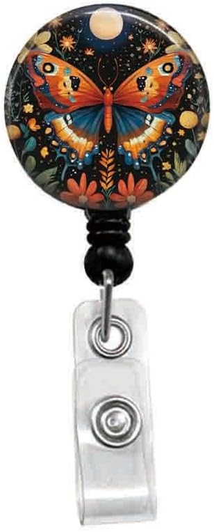 Generic Painted Butterflies Retractable ID Card Badge Holder with Alligator Clip, Name Nurse
