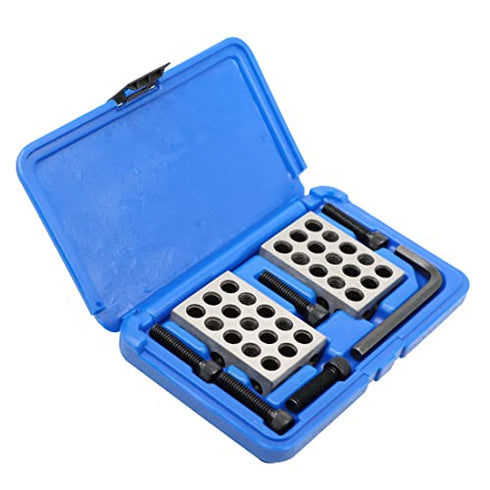 Ultra Precision 1-2-3 Blocks Set with Screw Matched Pair, Hardened Steel Setup Blocks with Plastic Case