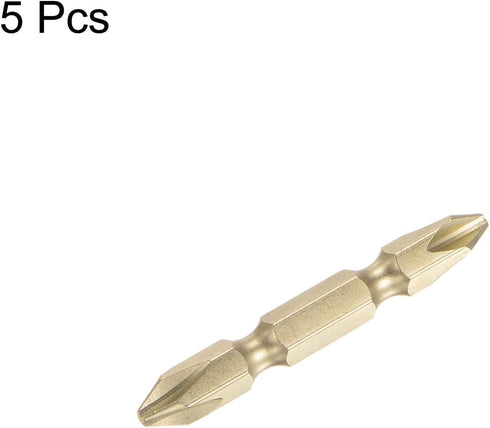 5pcs PH2 Phillips Head Screwdriver Double Ended Driver Bit, 2" Length, 0.25" Dia S2 Steel Magnetic for Power Tool