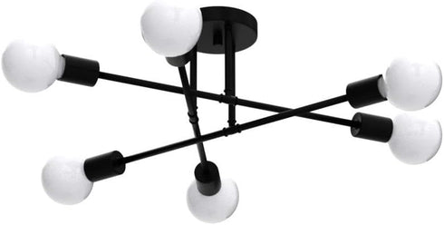 Fixtures,6-Lights MEIXISUE Black Modern Sputnik Chandelier Ceiling Light Industrial Metal Semi Flush Mount Ceiling