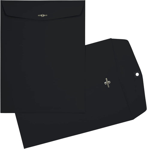 LUXPaper 9 x 12 Open End Envelopes | Clasp | Midnight Black | 80lb. Text, 50 Qty