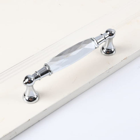 Generic Silver and Black Long Crystal Handle Bedside Dressing Table Zinc Alloy Handle