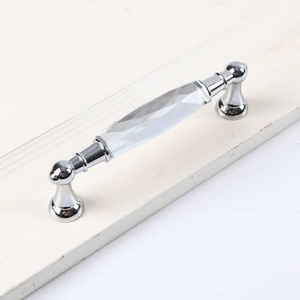 Generic Silver and Black Long Crystal Handle Bedside Dressing Table Zinc Alloy Handle