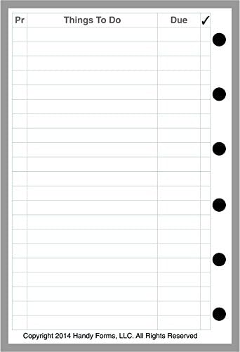 Pocket Size To Do List Planner Insert - Sized and Punched for Pocket Notebook (3.25" x 4.75")