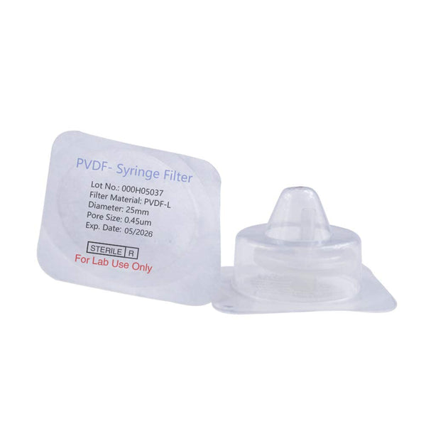 Sterile Syringe Filter, PVDF Hydrophilic Filtration, 0.45 um Pore Size, 20/pk by Labfil