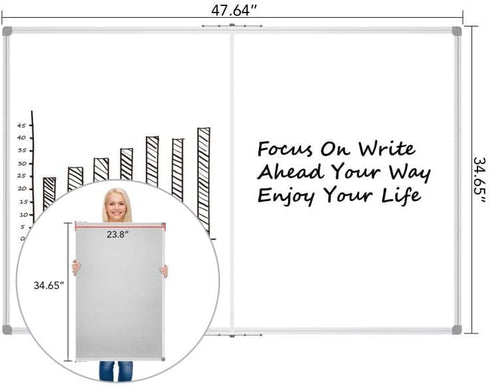 Lockways Large Magnetic Dry Erase Board, 48" x 36", Foldable Wall Mounted Whiteboard with Pen Tray for Business, Home