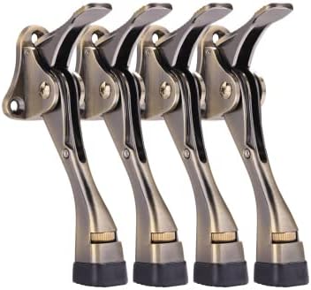 Gotega 4 Pack Kickdown Door Stopper with Adjustable Height and Rubber Tip, 4 Inches, Antique Bronze