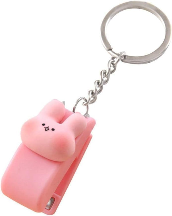 Pink Cute Mini Stapler with Cartoon Design, Portable Key Chain Organizer for Office Supplies, School