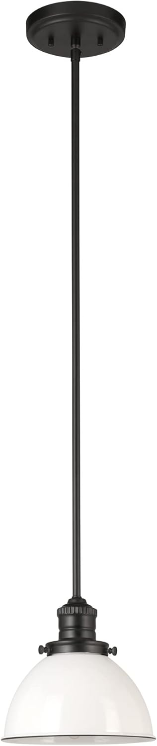 Design House Savannah Rustic Farmhouse Pendant Light, Dimmable, Matte Black, White Metal