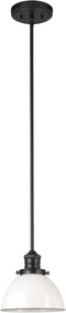 Design House Savannah Rustic Farmhouse Pendant Light, Dimmable, Matte Black, White Metal