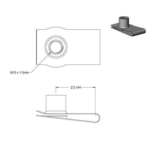 M10 U -Style Clip-On Nut,U-Type Fasteners (Pack of 10)