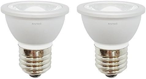 Anyray HR16 2-LED Light Bulbs, 120V E27 MR-16 JDR C Hood Lamp Short Neck E26, Warm White