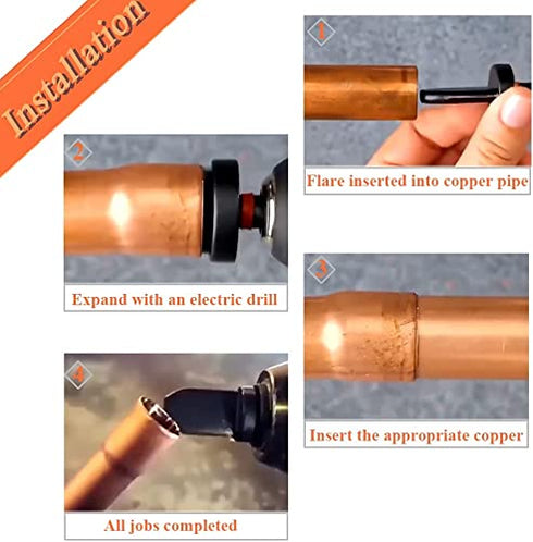 5 Pcs Swaging Tool Drill Bit Set, 1/4 Inch Hex Shank Copper Pipe Swagging Tools
