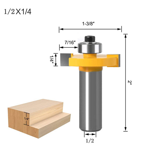 1/2 Inch Set, 3 6 Set (1/8", 1/4", 5/16", 3/8", 7/16", 1/2" (1/2 Inch) WSOOX Shank Rabbet Router Bit Pieces Rabbeting