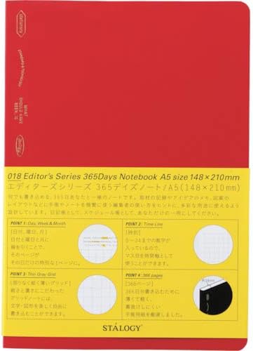 STALOGY 018 Editors Series Notebook, 365 Days, A5, Red