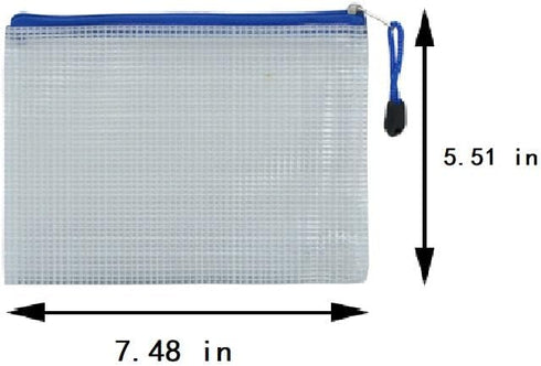 KKUADCEHI 2 7.48 5.51 PCS Mesh Zipper Pouch Bags, Plastic Water-Resistant File Bags, for Office, School, Board Game