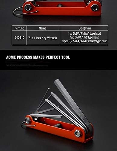 Edward Tools Folding Allen Wrench Set - Heavy Duty Chrome Vanadium Steel with Phillips and Flathead Screwdriver