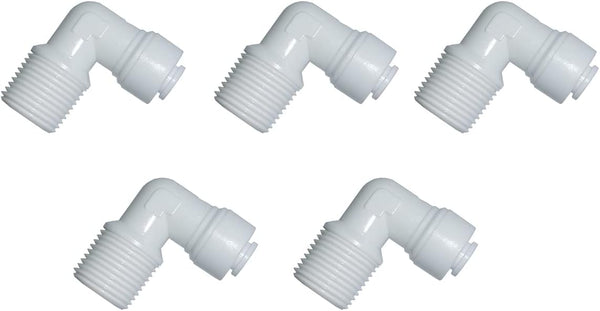 YZM Quick Connect Fittings for RO Water Filters, 5 Elbow, 3/8" Male x 1/4" OD Tube for Plumbing