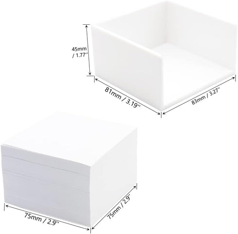 White Non Sticky Notes 3 x 3 Inch Note Memo Pads Blank Loose Paper with Acrylic White Stick Note Holder for Office, Home, School Supply (500 Sheets)