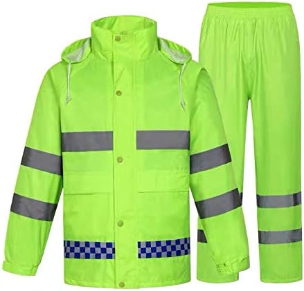 zojo High Visibility Safety Rain Suit, Jacket and Pants, Reflective Rain Coats (Yellow-2XL)