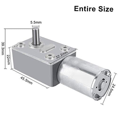 DC 12V Speed Reducing Gear Motor Reversible High Torque 12V Worm Gear Motor Female Shaft High Torque Turbo Worm Gear Box Reduction Electric Motor(5RPM)