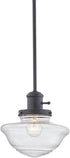 9 9 47 587451 Design House Vintage-Inspired Schoolhouse Pendant Light, in x in x in, Satin Gold, Clear Seeded Glass