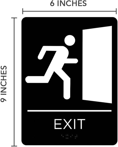 Exit Sign with Braille Grade II for Door & Wall, Comes with Graphical Symbols and Double Sided 3M Tape
