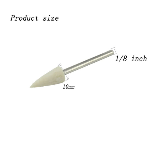 Luo ke 10mm Wool Felt Polishing Bits, 1/8'' Shank, Conical Shape for Dremel Rotary Tool