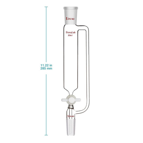 stonylab 50ml Pressure Equalizing Addition Funnel, Borosilicate Glass Dropping Funnel with PTFE Stopcock
