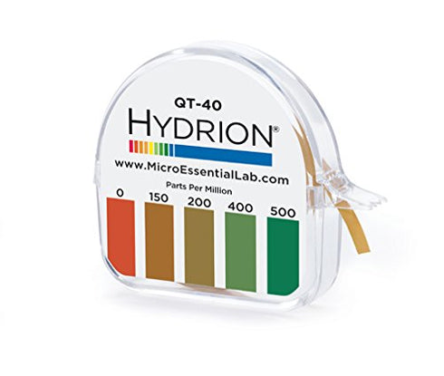 HYDRION QT-40 0-500 Ammonium 15 Quaternary SANITIZER Solution Test Tape for Testing ppm Ranges - QUAT Tape & Color