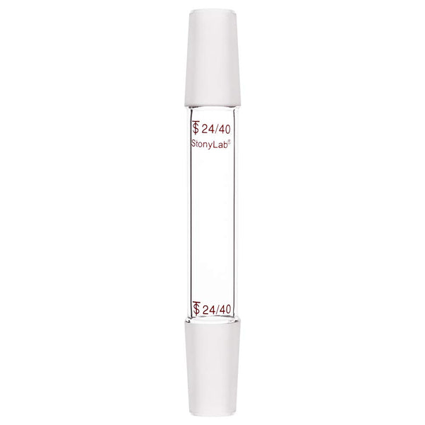 stonylab Glass 24/40 Straight Adapter, Borosilicate Glass 90mm for Two 24/40 Ground Taper Joints, Lab Supply