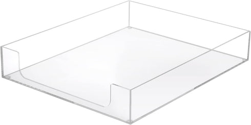 BTSKY Clear Acrylic Desk Tray Organizer for A4 File, Elegant Letter Size, Magazine Files, Office Storage Basket