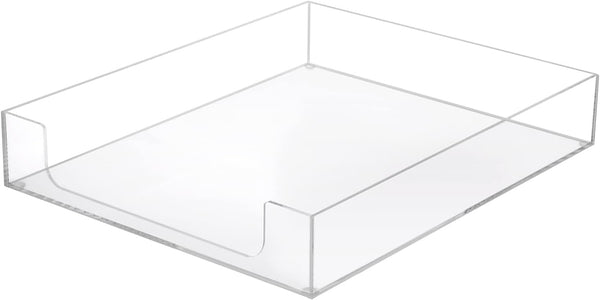 BTSKY Clear Acrylic Desk Tray Organizer for A4 File, Elegant Letter Size, Magazine Files, Office Storage Basket