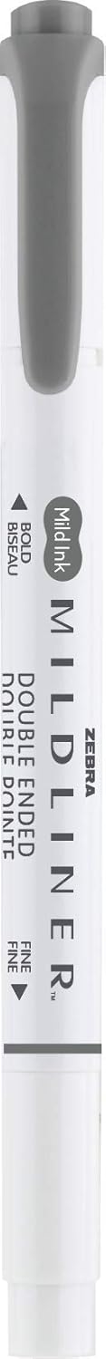 Zebra Pen Mildliner Double-Ended Highlighter Marker Set, Broad and Fine Point Tips, No Bleed Dark Gray Ink