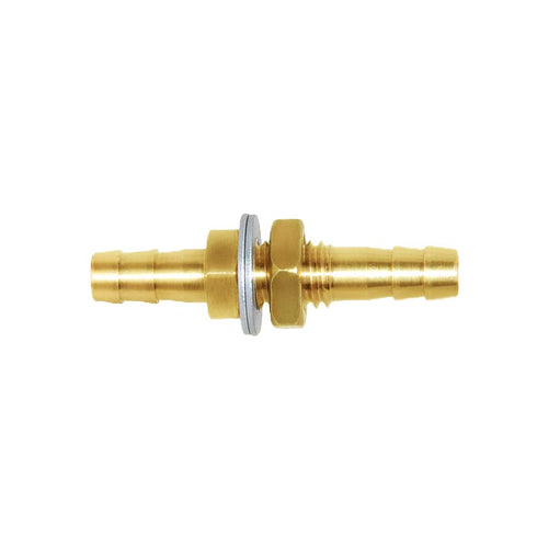 Joywayus Thru-Bulk Head Hex Union Brass Fitting, 3/8" Hose Barb Bulkhead Fitting with Flat Washer Gasket