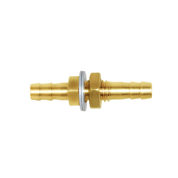 Joywayus Thru-Bulk Head Hex Union Brass Fitting, 3/8" Hose Barb Bulkhead Fitting with Flat Washer Gasket