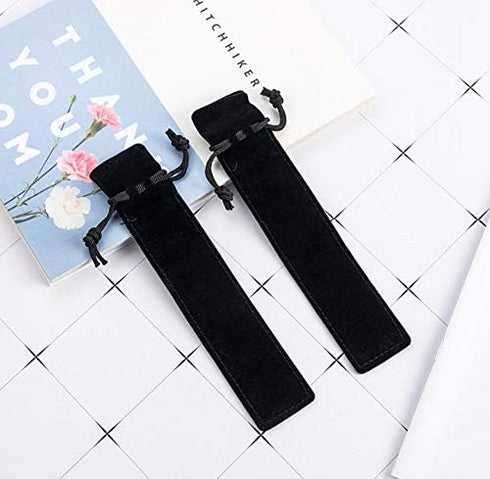 WAFJAMF 20pcs Velvet Drawstring Pen Pouch, Black Color Pencil Bag/Holder