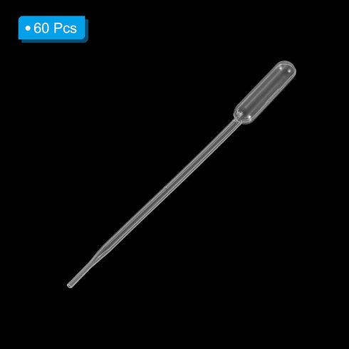 PATIKIL 0.5ml Pipettes Dropper, 60pcs Disposable Plastic Pipettes with Scale for Science Laboratory, DIY Crafts, Art