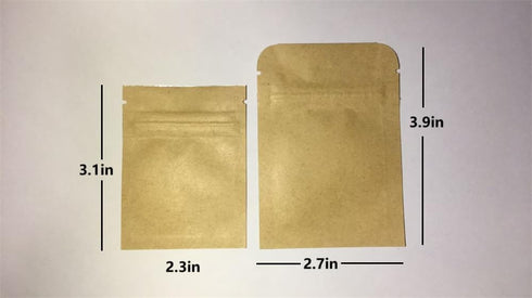 NATX 100Pcs (2.7x3.9in) Kraft Paper Bags Flat Bags Aluminum Foil Small Size Heal Seal Bag Resealable Food Storage Bag