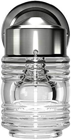 507806 1-Light Design House Jelly Jar Classic Indoor/Outdoor Wall Light with Clear Ribbed Glass for Entryway Porch