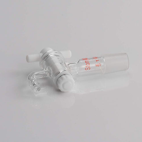 StonyLab Vacuum Flow Control Adapter with PTFE Stopcock, 19/22 Joint and Bent Hose Connection for Lab Supply